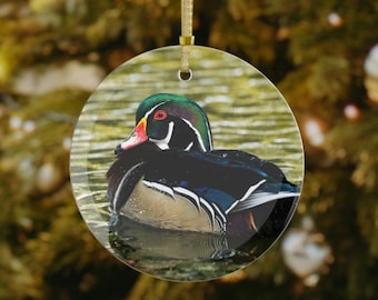 Adorno de vidrio con forma de pato de madera, regalo de Navidad para amantes de las aves acuáticas, regalo artístico para observadores de aves, regalo para amantes de los patos
