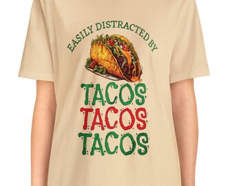 Easily Distracted by Tacos Shirt, Funny Party Shirt, Taco Tshirt, Cinco de Mayo Shirt, Friend Gift, Taco Eating Shirt, Taco Shirt