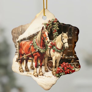 Ornamenti natalizi a forma di cavallo, stampa fronte-retro, ornamenti a forma di cavallo, confezione multipla, ornamento western, ornamento da lavoro, ornamento natalizio vintage a forma di cavallo