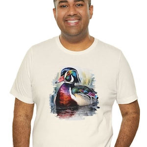 Wood Duck Watercolor Tshirt, Gift for Bird Watcher, Gift for Duck Lover, Waterfowl T-shirt, Nature Lover, Bird Gift, Beautiful Tshirt