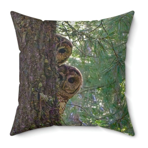 Owl Pillow Birder Gift Couch Pillow Mexican Spotted Owl Throw Pillow Owl Art Mother's Day Gift Owl Photo Gift for Bird Lover Gift Owl Lover