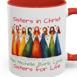 Personlig Sisters in Christ-kaffemugg (11 eller 15oz), bibelstudiegåva, kristen mugggåva, present till kristen kvinna, kyrklig gåvautbyte