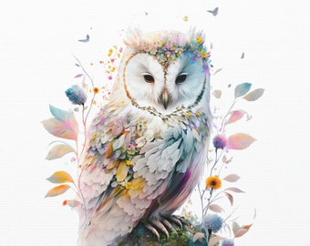 Owl Art Canvas Gallery Wrap - Birder Gift Owl Art Gift para hija regalo para mamá decoración de la pared del pájaro - decoración temática del búho - regalo para el amante del búho