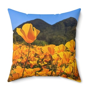 Arizona Poppies Couch Pillow, Arizona Decor, Wildflower Throw Pillow, Gift for Flower Lover, Gift for Mom, Poppy Super Bloom, Functional Art