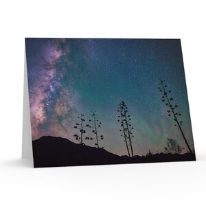 Cartes de correspondance personnalisées avec voie lactée et fleurs d'agaves avec enveloppes