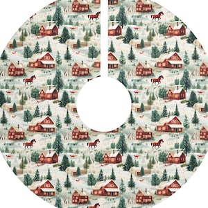 Western Christmas Tree Skirt, Tree Skirt Snowy Vintage Western Design, Western Christmas Decor, Unique Christmas Tree Skirt Vintage Design