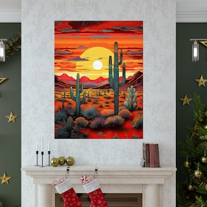 Sunset and Saguaros Matte Poster, Gorgeous Arizona Sunset Poster, Southwestern Decor,Sonoran Living, Arizona Desert Sunset, Western Wall Art