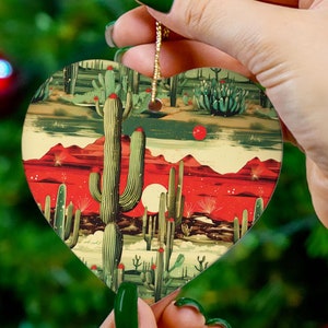 Vintage Western Saguaro Cactus Ornament Southwest Christmas Sonoran Desert Lover Gift Arizona Ornament Texas New Mexico Cowboy Cowgirl Gift