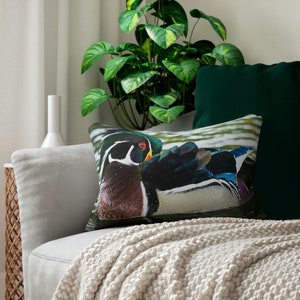 Wood Duck Lumbar Pillow- Gift for Bird Lover- Nature Themed Decor-Functional Bird Art-Couch Pillow-Throw Pillow-Birder Gift-Mothers Day Gift