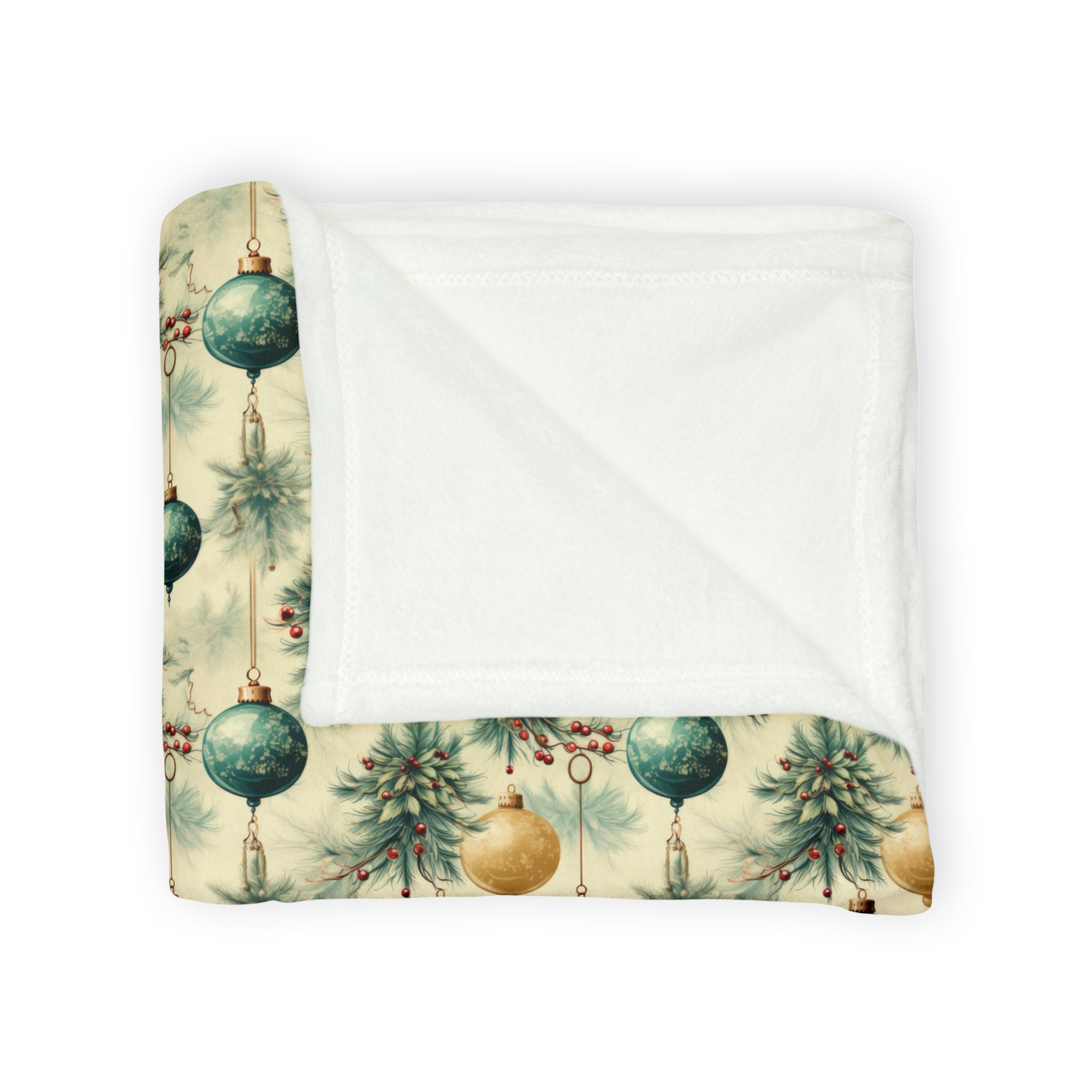 Vintage Christmas Ornament Blanket, Vintage Style Christmas