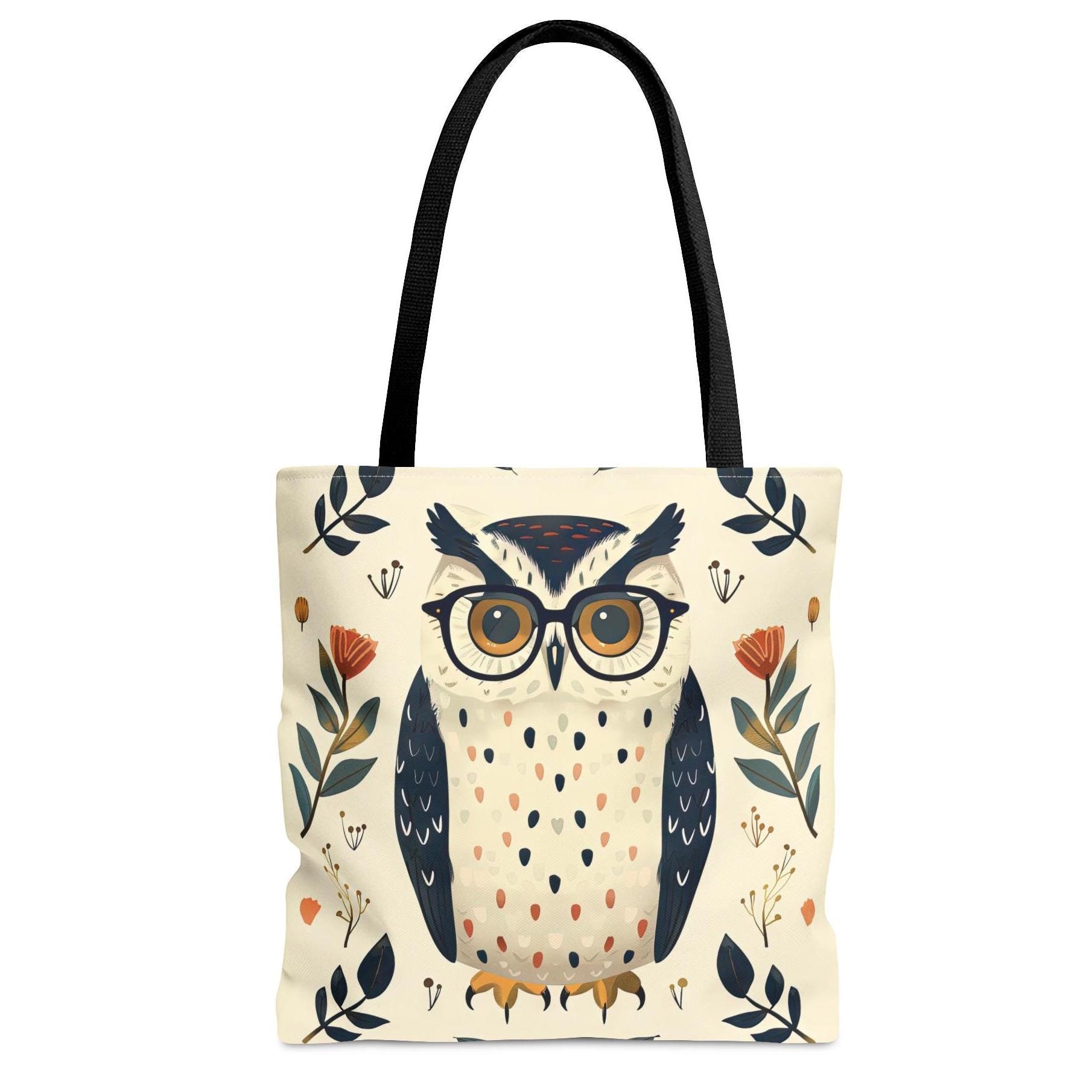 Owl Tote Bag Gift for Teacher Gift for Librarian Owl with Glasses Book Bag Gift for Student Book Lov