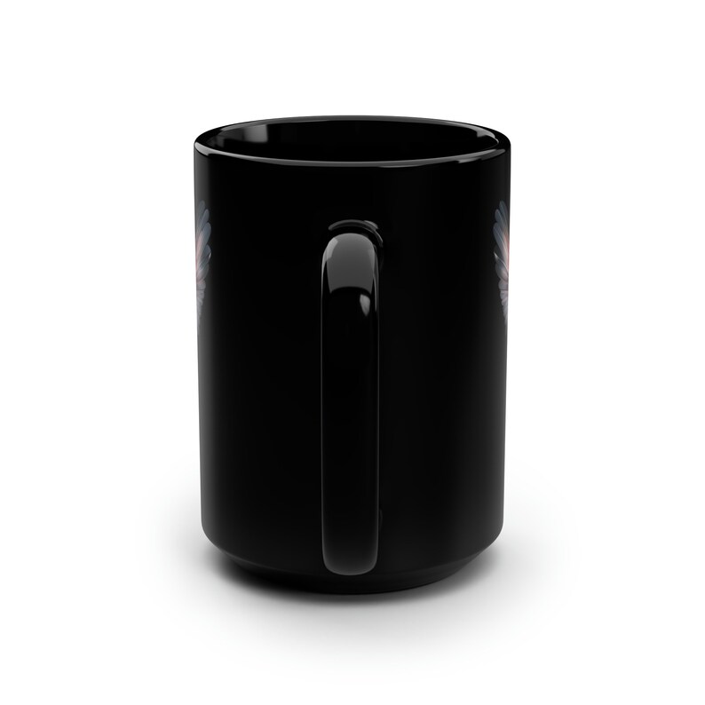 Personlig kolibrimugg, svart 45 cl fågelmugg, present till vän, elegant fågelkaffemugg, mikrovågs- och diskmaskinssäker mugg, fågelskådarpresent bild 4