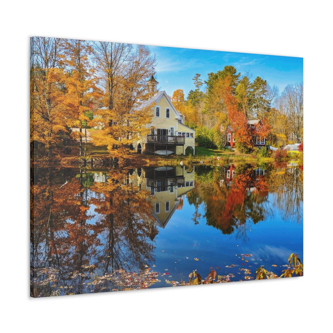 New Hampshire Fall Foliage Photo on Canvas, New England Fall Color With