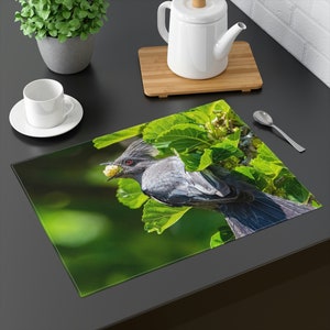 Phainopepla Placemat, 1pc, Gift for Birder, Phainopepla with mulberry, Nature Themed Decor Bird Lover Gift, Bird Tablemat, Bird Placemat