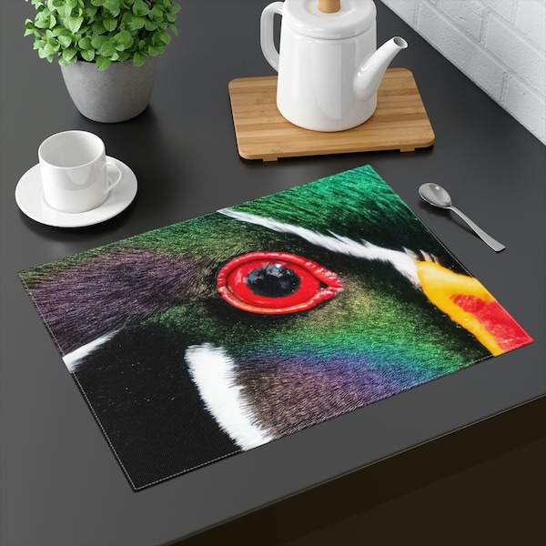 Wood Duck Eye Placemat, 1pc, Gift for Birder, Waterfowl Placemat, Nature Themed Decor Duck Lover Gift, Bird Tablemat, Bird Placemat