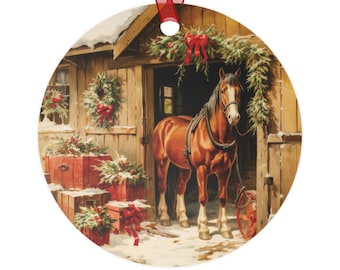 Horse Christmas Ornament, Western Christmas Ornament, Texas Ornament Horse Lover Gift Cowgirl Ornament, Lightweight Metal Christmas Ornament