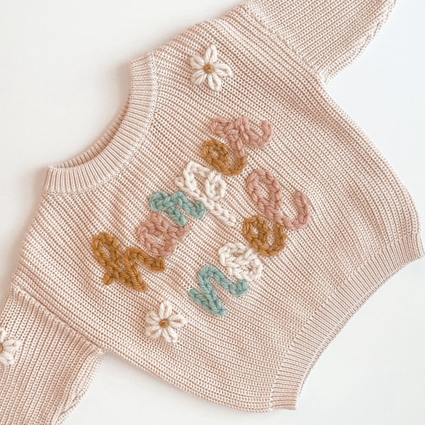 Custom Hand Embroidered Baby and Toddler Name Sweater