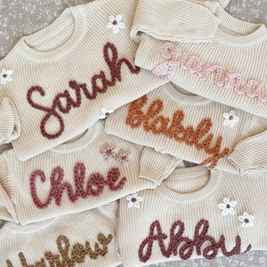 Custom Hand Embroidered Baby and Toddler Name Sweater image 3