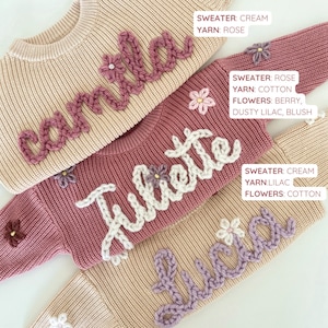 Custom Hand Embroidered Baby and Toddler Name Sweater image 2