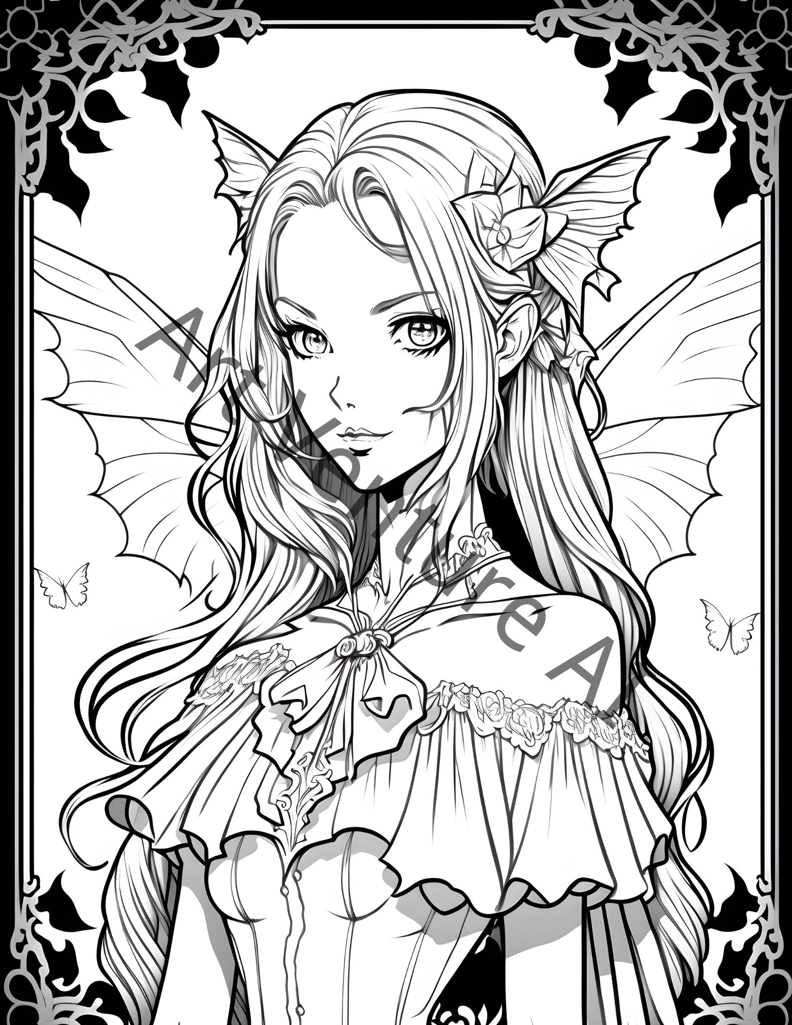30 Gothic Girls Set 2 Coloring Pages Bright, Medium and Dark Versions  Printable Adult Coloring Pages Download Grayscale Illustration 