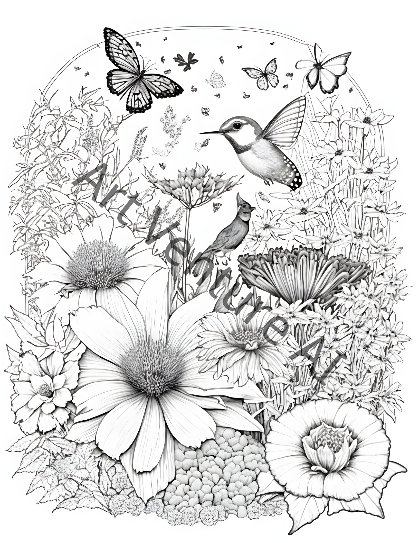 Grayscale Secret Garden Coloring Book Set 1 30 Printable Adult Coloring