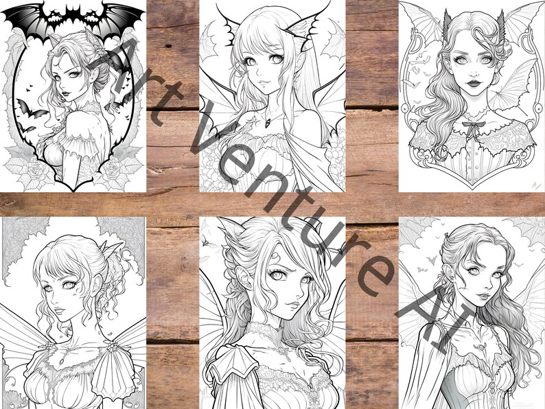 Grayscale Vampire Raphael Grayscale Vampire Girls Coloring Book Set 1 | 30 Printable Adult ...