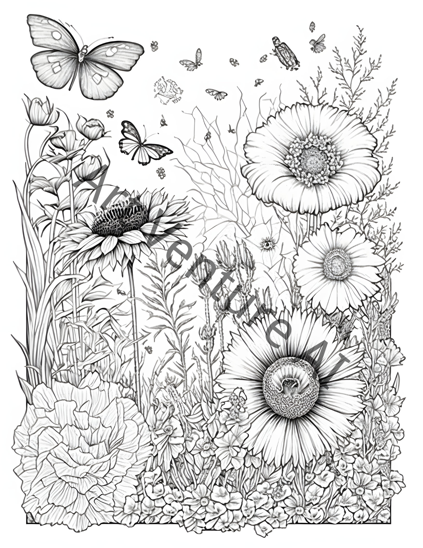 Grayscale Secret Garden Coloring Book Set 1 30 Printable Adult Coloring