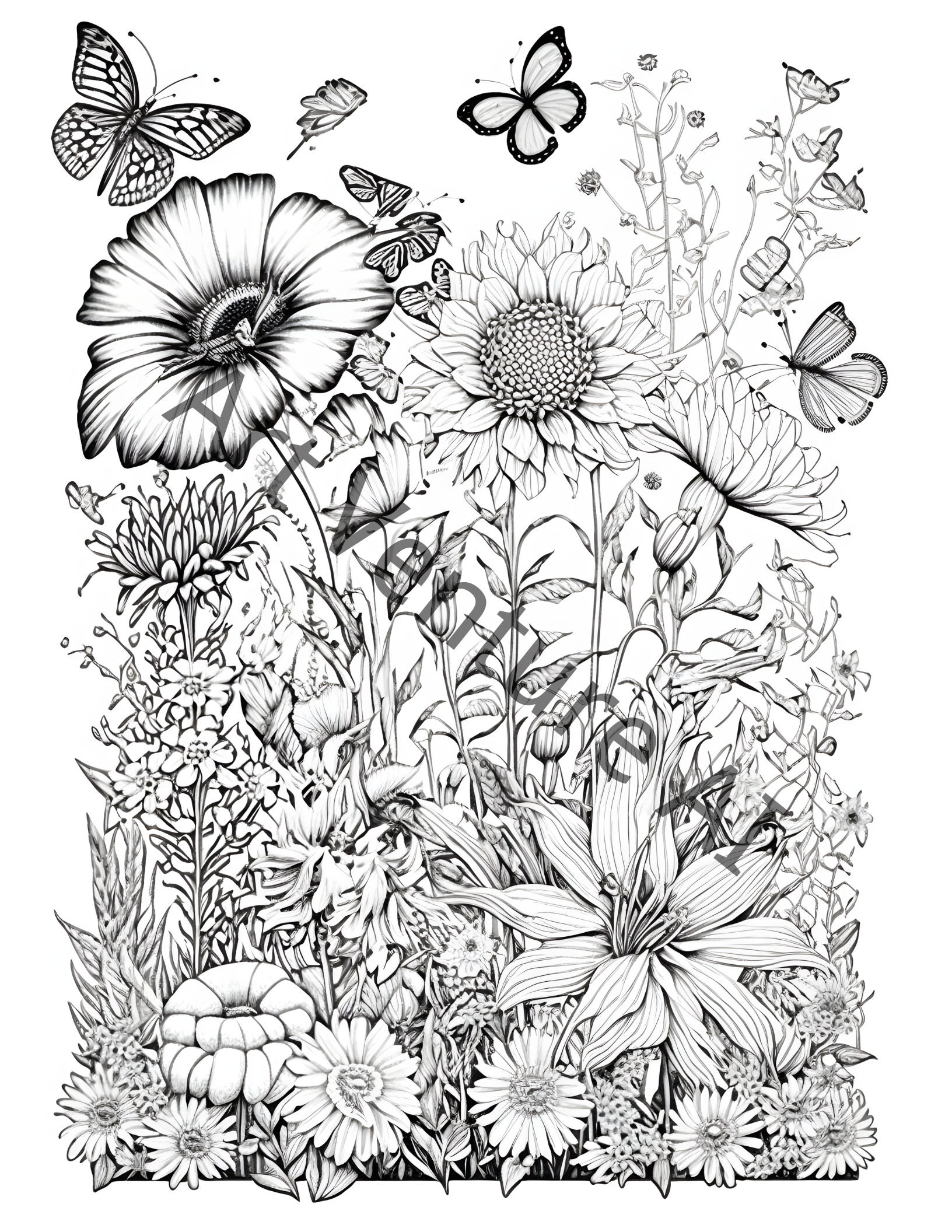 Grayscale Secret Garden Coloring Book Set 1 30 Printable Adult Coloring