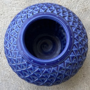 Handmade ceramic vase, cobalt blue, small vase, ornamental pottery, decorative design, wheel thrown