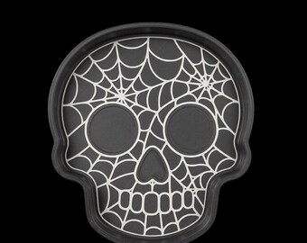Skull Bowl with Spiderweb Design, Halloween Decoration | Candy Bowl with Skull Design | 3D Printed PLA Candy Dish