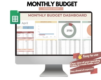 Digital Monthly Budget Planner • Google Sheets Boho Budget Template ...