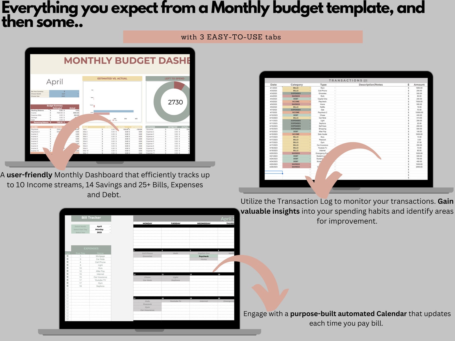 Digital Monthly Budget Planner • Google Sheets Boho Budget Template ...