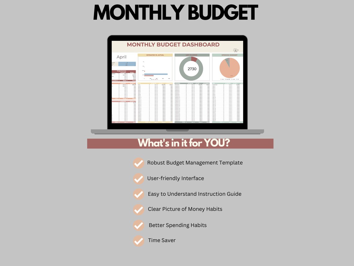 Digital Monthly Budget Planner • Google Sheets Boho Budget Template ...