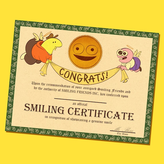 Smiling Certificate - Smiling Friends Print