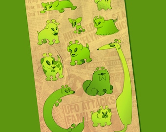 Alien Doggies - Vinyl Sticker Sheet