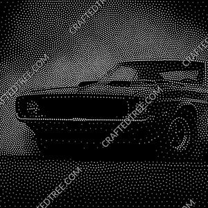 Driftande muskelbil Stipple Art CNC-fil, lasergravering, Stippling Design (G-kod)