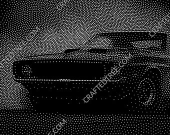 drifting muscle car Stipple Art CNC File, Laser Engraving, Stippling Design (G-code)