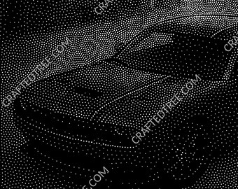 Dodge Challenger Stipple Art CNC File, Laser Engraving Design (G-code)