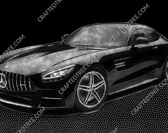 Mercedes AMG Stipple Art CNC File (Laser Engraving, Printing)