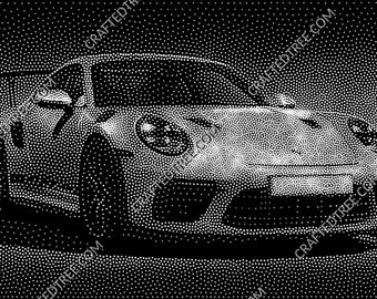 Porsche 911 GT3 RS Stippling Art File (CNC, Laser, Print)