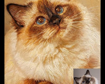 Custom Pet Portrait, Digital Painting on Canvas, Ready to Hang