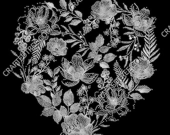 Floral Heart Stipple Art CNC File, Laser Engraving Stipple Design (G-code, PNG, SVG)