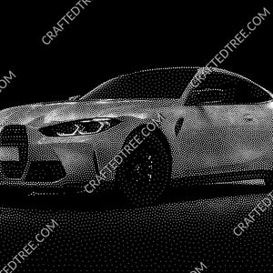 BMW M4 Stipple Art CNC-Fräser G-Code-Datei, Bilddatei für die Lasergravur oder den Druck