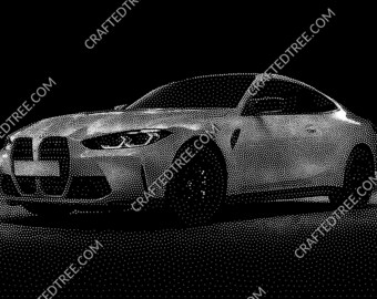 BMW M4 Stipple Art CNC G-code File (Laser Engraving, Printing)