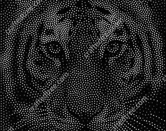 Tiger Stippling wall art image and G-code for CNC router, laser engraving or printing