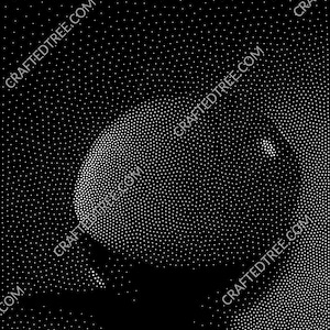May include: Abstract black and white digital art piece. The image is composed of a series of white dots on a black background, creating a textured effect. The words CRAFTEDTREE.COM are visible in white.