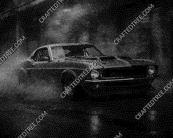 Mustang Stipple Art CNC File, Laser Engraving, Stippling Design (G-code)