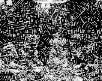 Dogs Playing Cards Stipple Art CNC File, Laser Engraving, Stippling Design (G-code)