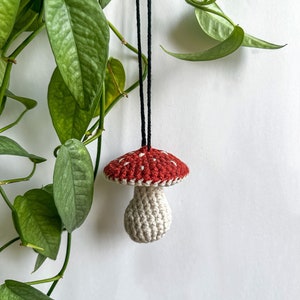 Crochet Mushroom Charm | Car Accessories | Rearview Charm For Car | Crochet Plant | Boho Aesthetic | Ethereal | Cottagecore