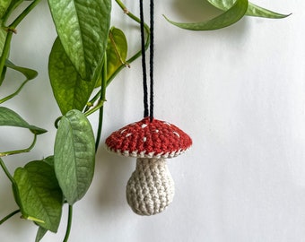 Crochet Mushroom Charm | Car Accessories | Rearview Charm For Car | Crochet Plant | Boho Aesthetic | Ethereal | Cottagecore